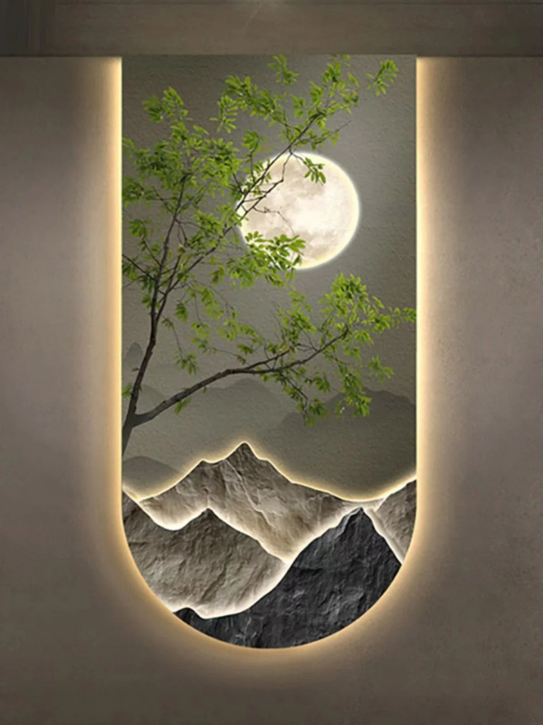 Serene Mountain Trees Art Deco Light