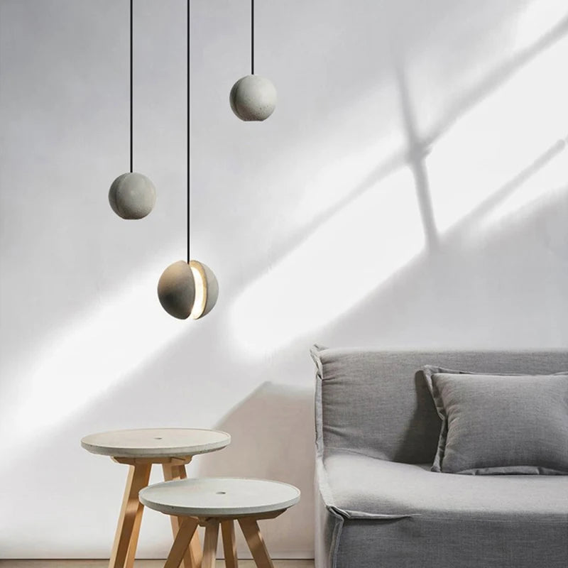 Sphered Cement Wabi Sabi Pendant Light