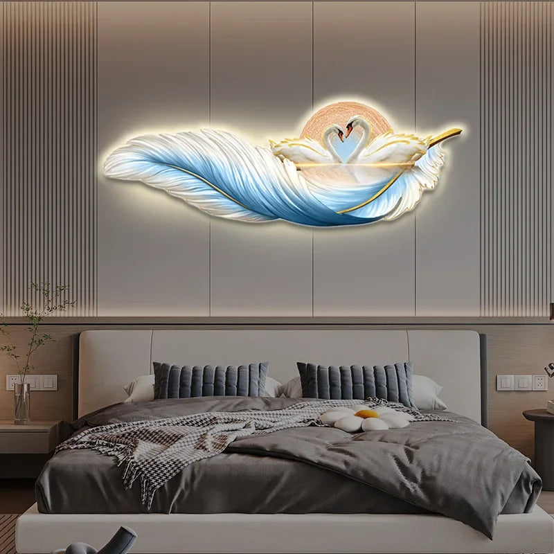 Feather Swan Art Deco Light