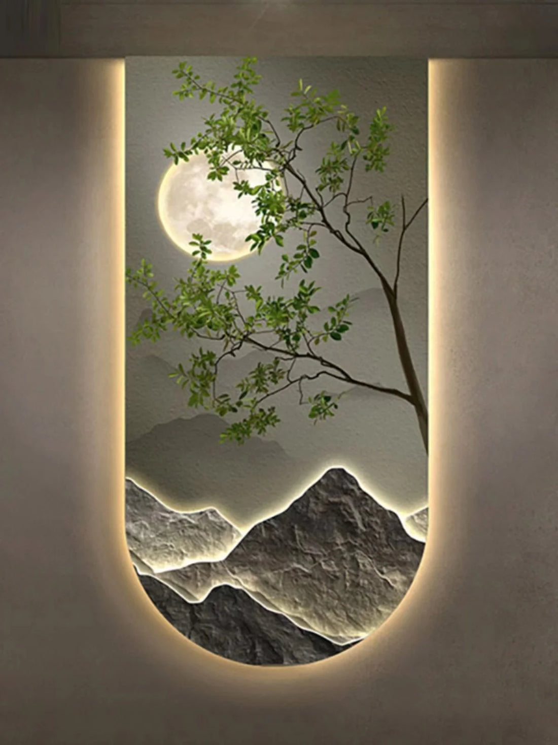 Serene Mountain Trees Art Deco Light