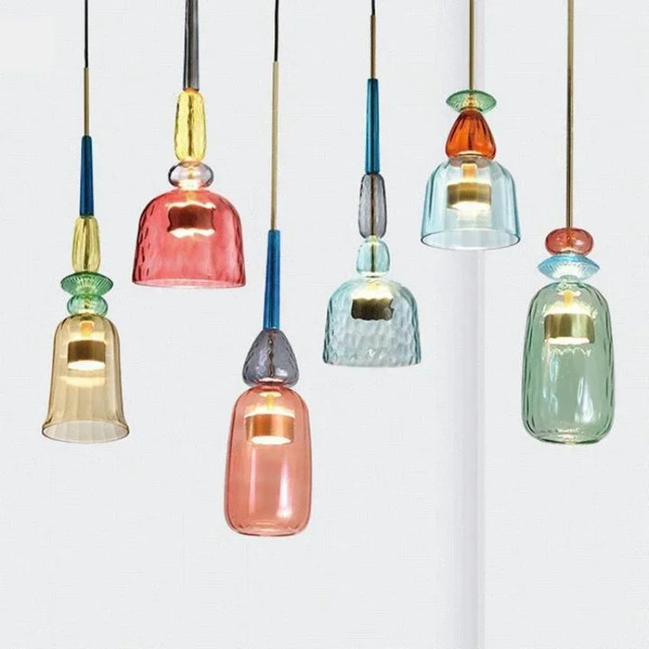 Vintage Colored Glass Pendant Light