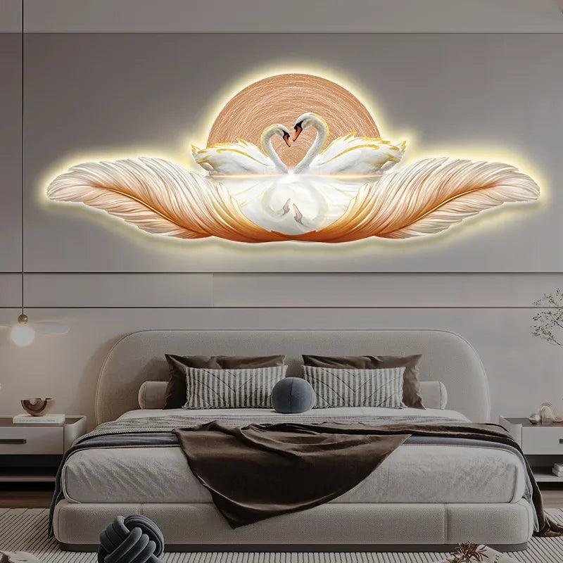 Feather Swan Art Deco Light