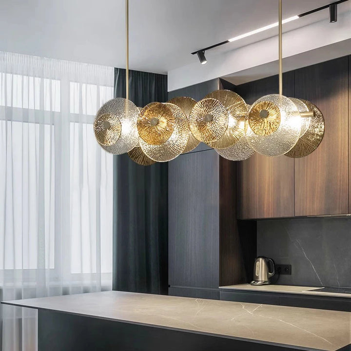 Round Luxe Gold Glass Chandelier