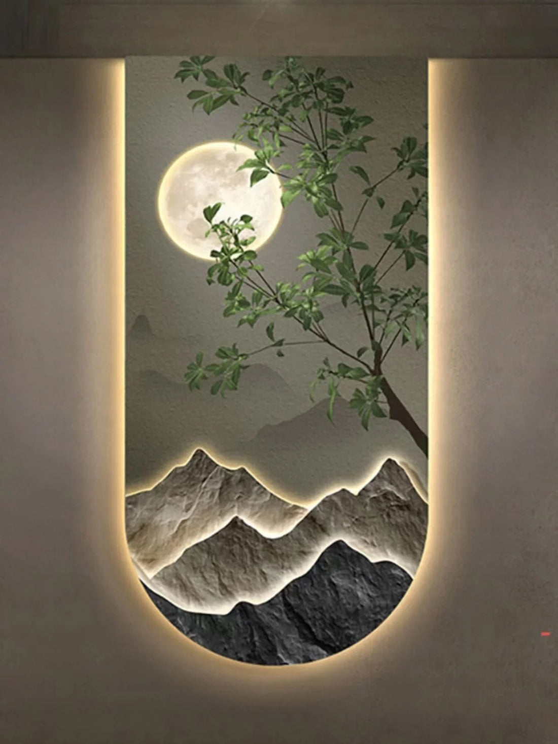 Serene Mountain Trees Art Deco Light